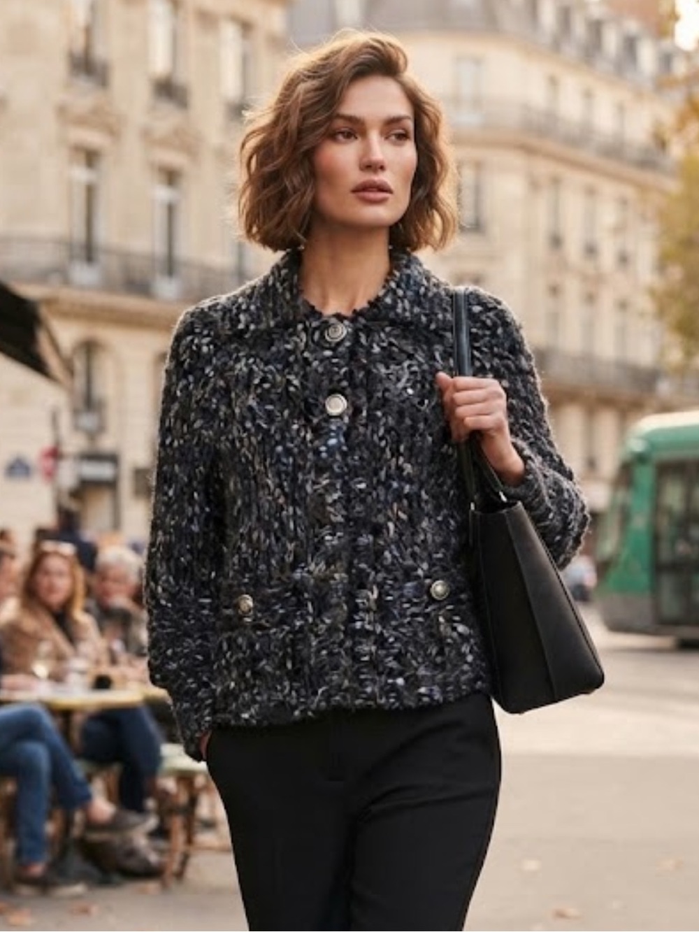Vertigo Paris mohair cotton blended knit cardigan jacket